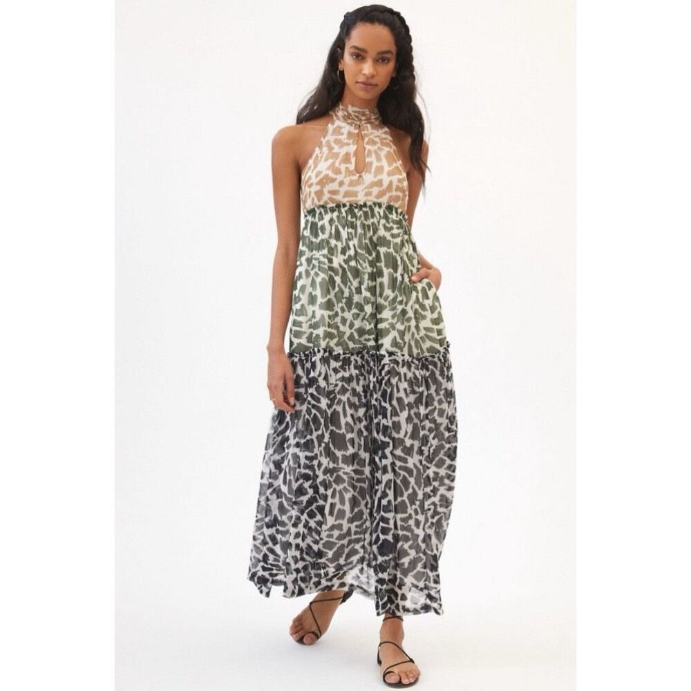Anthropologie Maeve Keyhole Halter Maxi Dress
